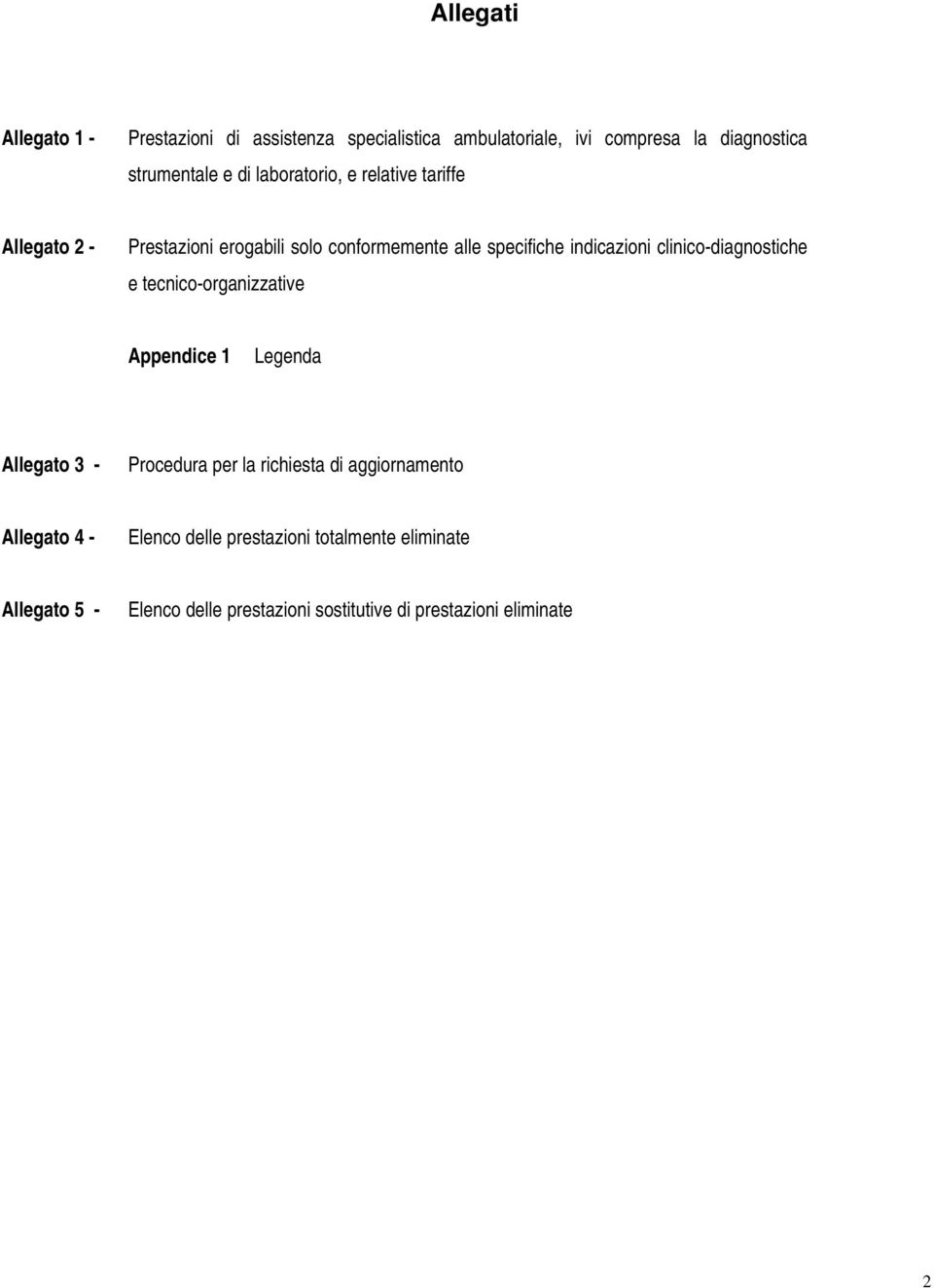 clinico-diagnostiche e tecnico-organizzative Appendice 1 Legenda Allegato 3 - Procedura per la richiesta di aggiornamento