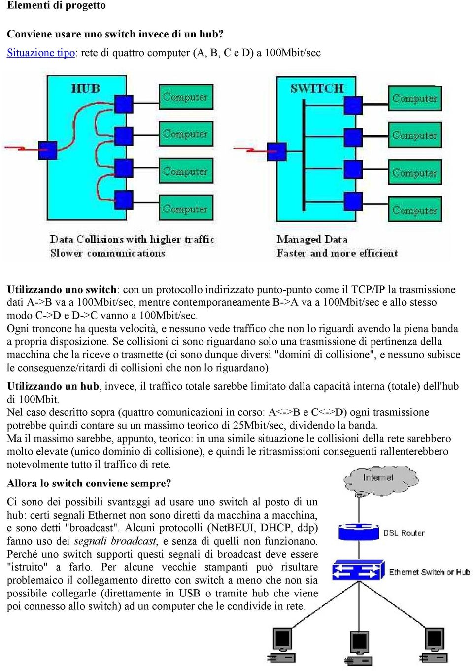 mentre contemporaneamente B->A va a 100Mbit/sec e allo stesso modo C->D e D->C vanno a 100Mbit/sec.