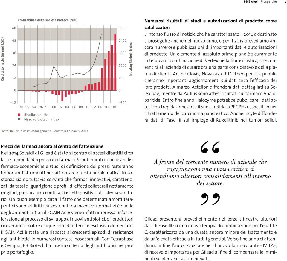 a proseguire anche nel nuovo anno, e per il 2015 prevediamo ancora numerose pubblicazioni di importanti dati e autorizzazioni di prodotto.