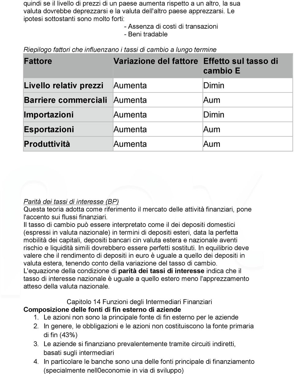 sul tasso di cambio E Livello relativ prezzi Aumenta Dimin Barriere commerciali Aumenta Aum Importazioni Aumenta Dimin Esportazioni Aumenta Aum Produttività Aumenta Aum Parità dei tassi di interesse