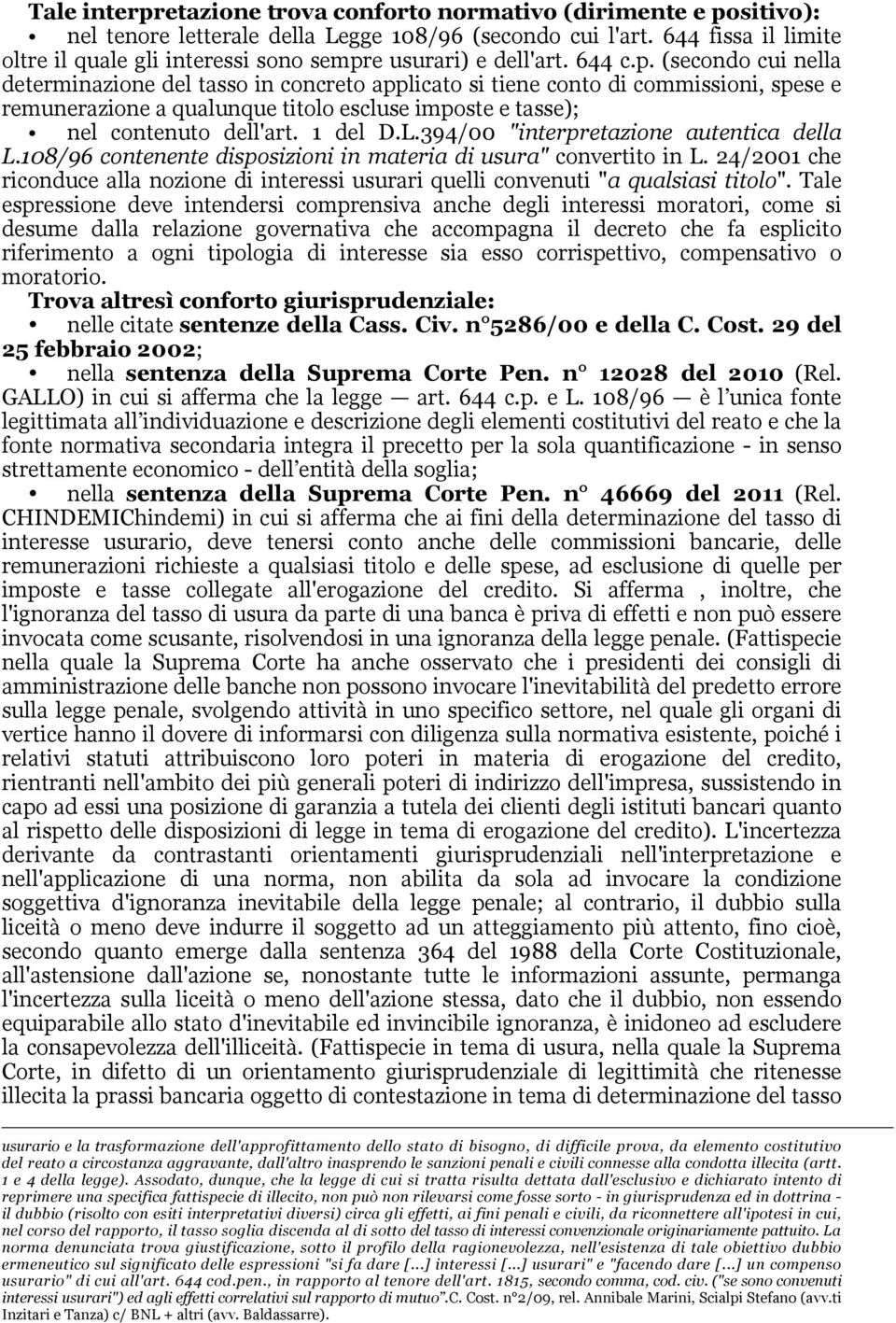 e usurari) e dell'art. 644 c.p.