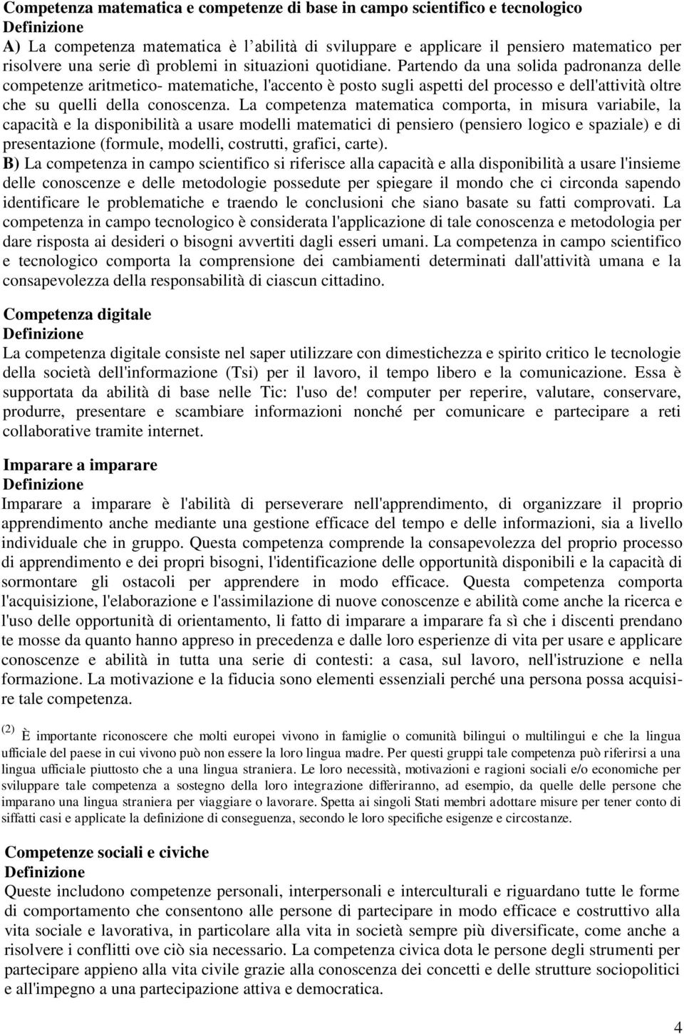 Partendo da una solida padronanza delle competenze aritmetico- matematiche, l'accento è posto sugli aspetti del processo e dell'attività oltre che su quelli della conoscenza.