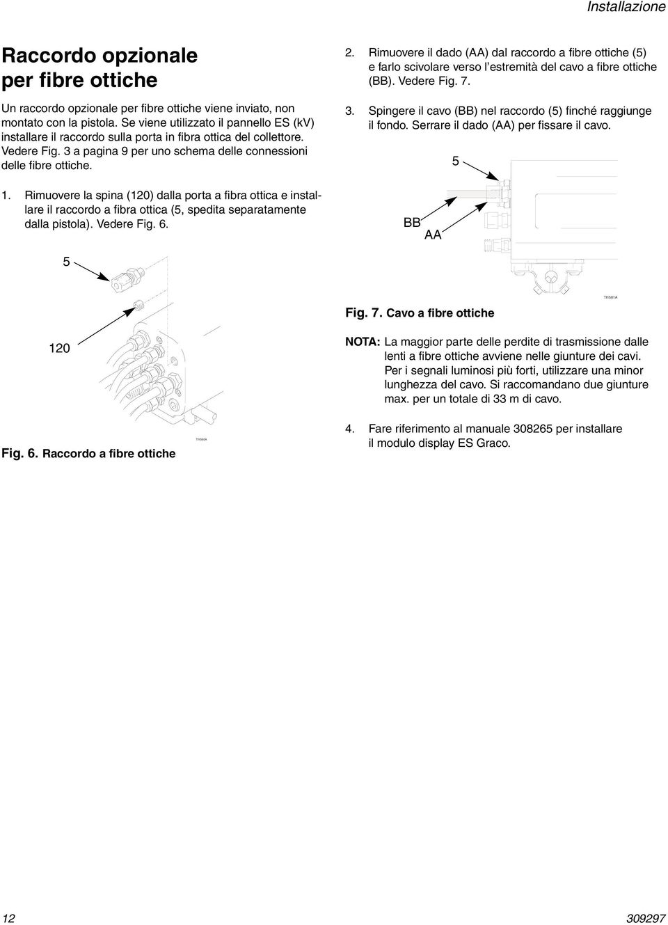 . Rimuovere la spina (20) dalla porta a fibra ottica e installare il raccordo a fibra ottica (5, spedita separatamente dalla pistola). Vedere Fig. 6. 2.