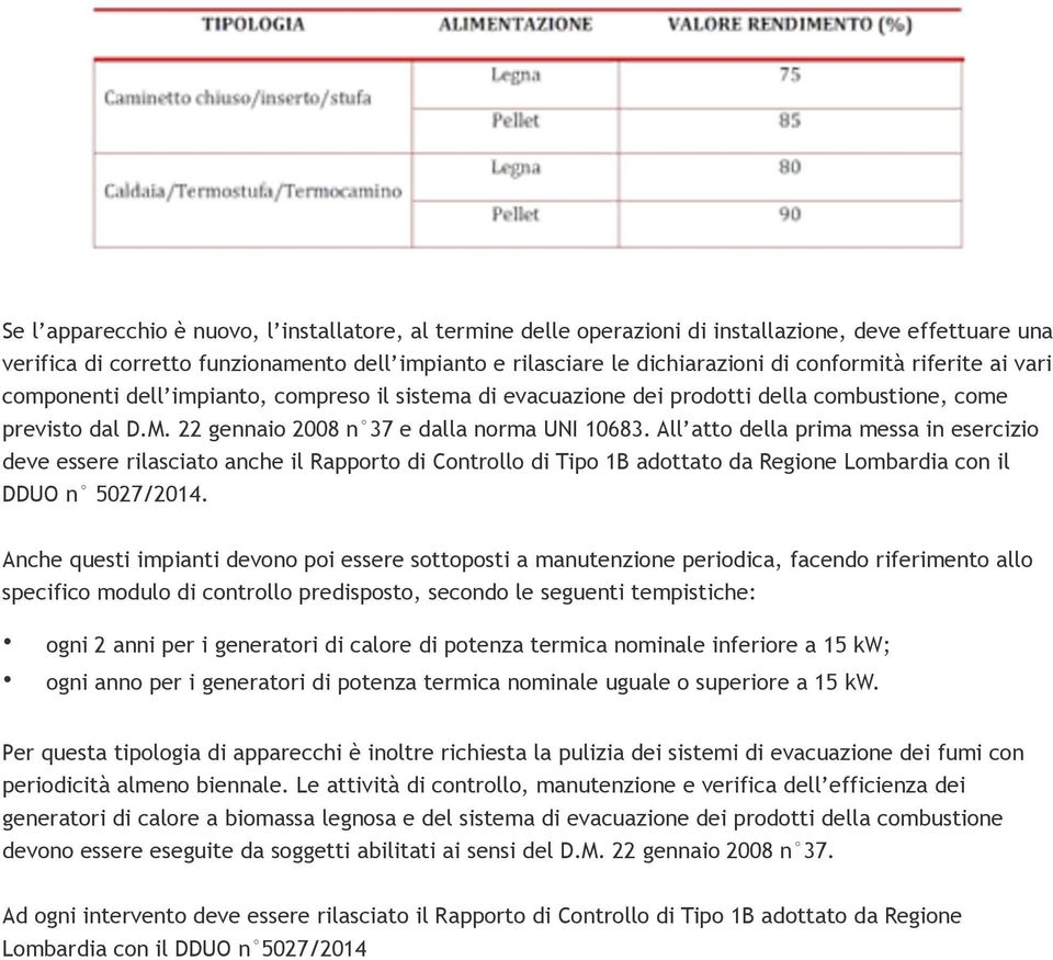 All atto della prima messa in esercizio deve essere rilasciato anche il Rapporto di Controllo di Tipo 1B adottato da Regione Lombardia con il DDUO n 5027/2014.