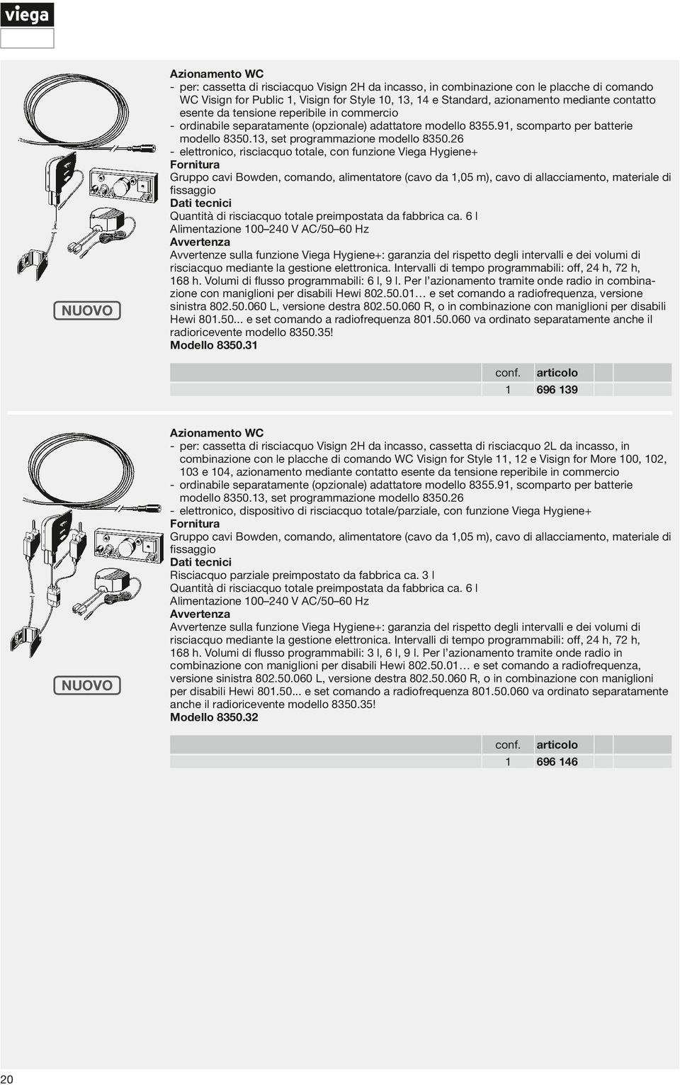 6 -- elettronico, risciacquo totale, con funzione V iega Hygiene+ Gruppo cavi Bowen, comano, alimentatore (cavo a,0 m), cavo i allacciamento, materiale i fissaggio Dati tecnici Quantità i risciacquo