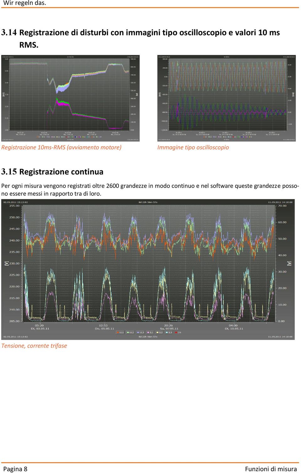 15 Registrazione continua Per ogni misura vengono registrati oltre 26 grandezze in modo continuo e