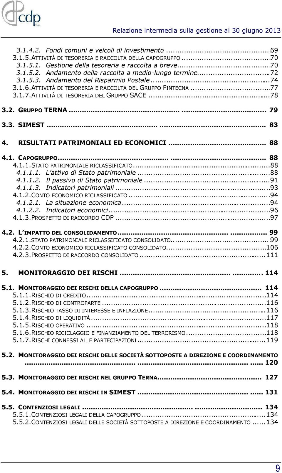 ..... 83 4. RISULTATI PATRIMONIALI ED ECONOMICI... 88 4.1. CAPOGRUPPO...... 88 4.1.1.STATO PATRIMONIALE RICLASSIFICATO... 88 4.1.1.1. L attivo di Stato patrimoniale... 88 4.1.1.2.