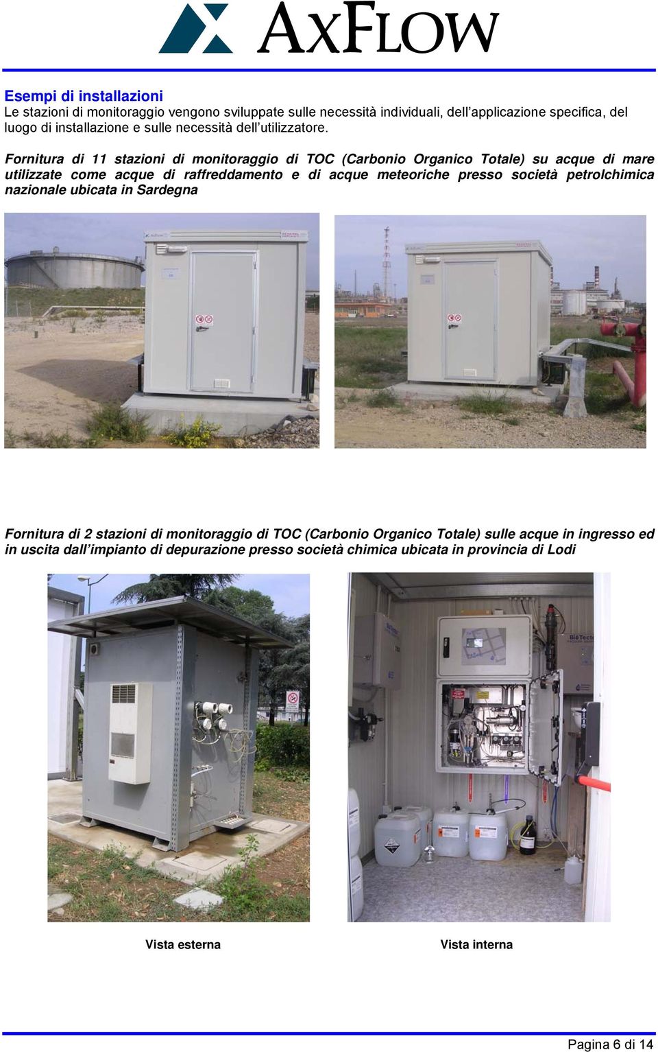 Fornitura di 11 stazioni di monitoraggio di TOC (Carbonio Organico Totale) su acque di mare utilizzate come acque di raffreddamento e di acque
