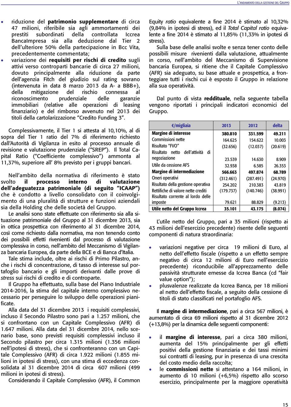 circa 27 milioni, dovuto principalmente alla riduzione da parte dell agenzia Fitch del giudizio sul rating sovrano (intervenuta in data 8 marzo 2013 da A- a BBB+), della mitigazione del rischio