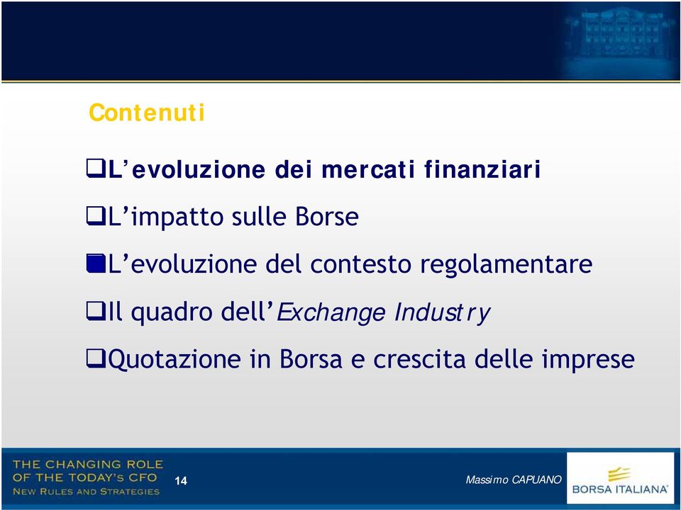 reglamentare Il quadr dell Exchange Industry