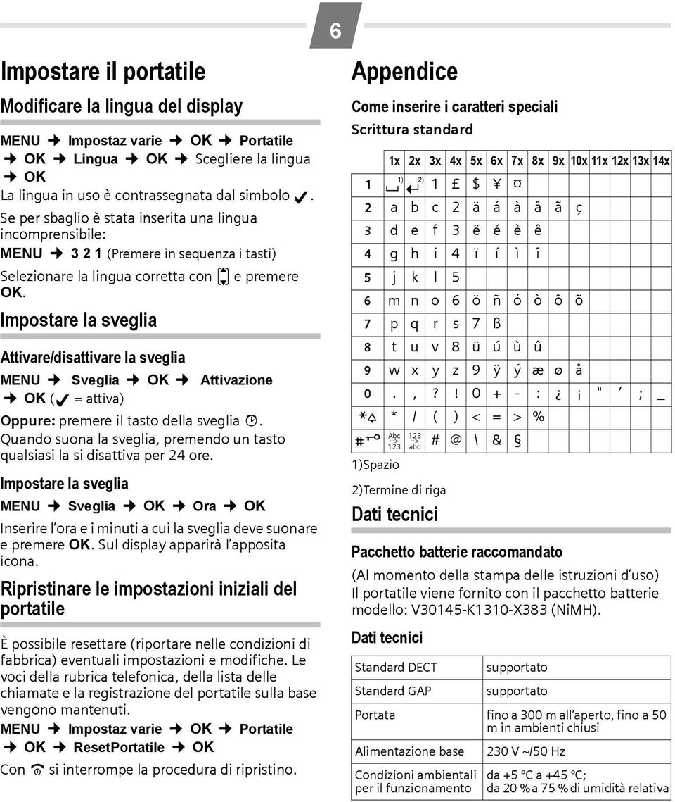 Impostare la sveglia Attivare/disattivare la sveglia MENU Sveglia OK Attivazione OK ( =attiva) Oppure: premere il tasto della sveglia g.