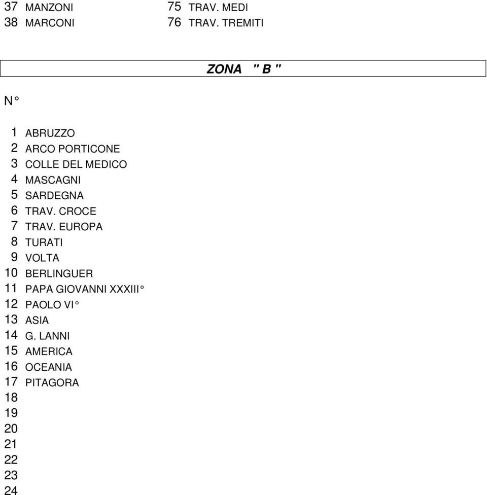 SARDEGNA 6 TRAV. CROCE 7 TRAV.