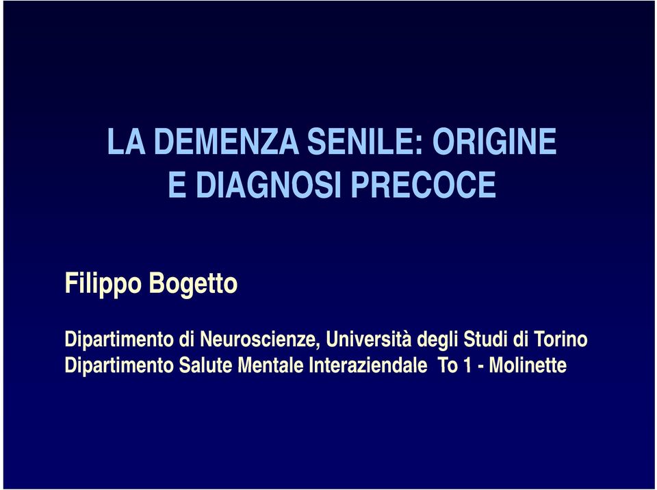 Università degli Studi di Torino Dipartimento