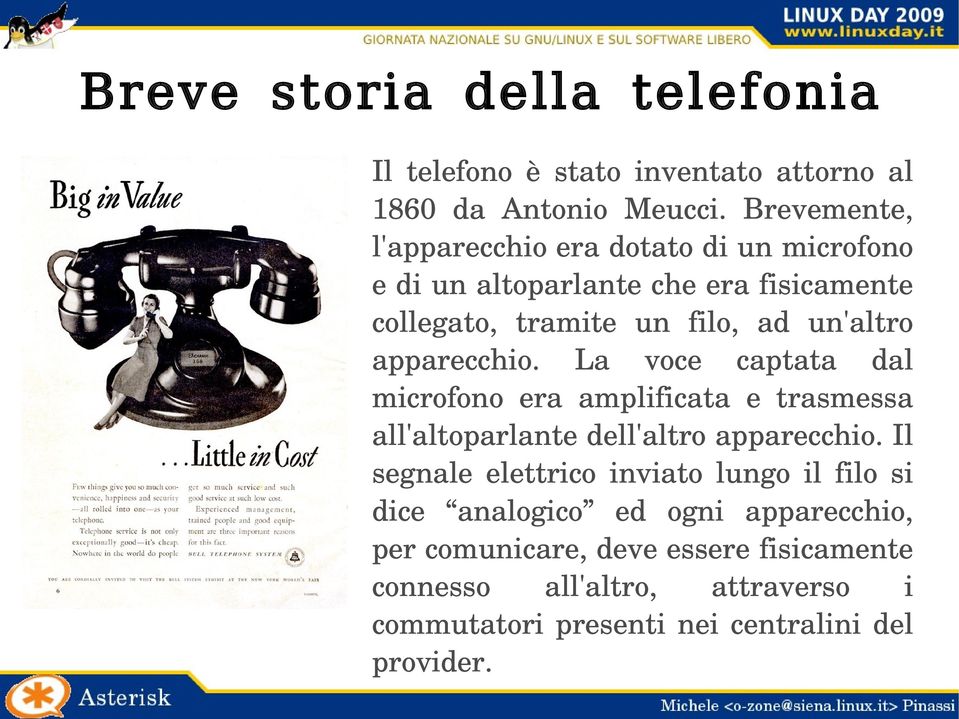 apparecchio. La voce captata dal microfono era amplificata e trasmessa all'altoparlante dell'altro apparecchio.