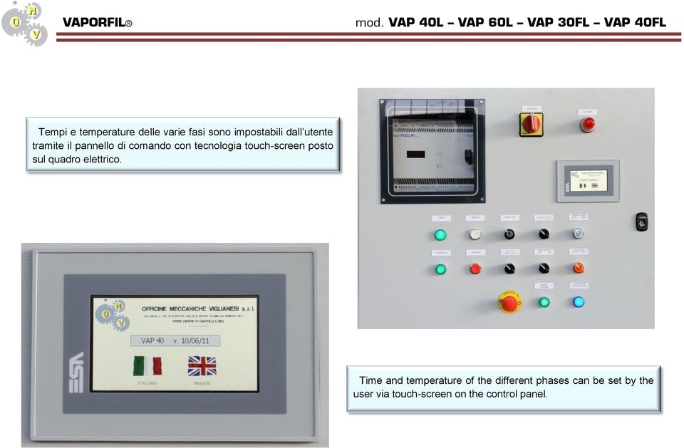 tecnologia touch-screen posto sul quadro elettrico.