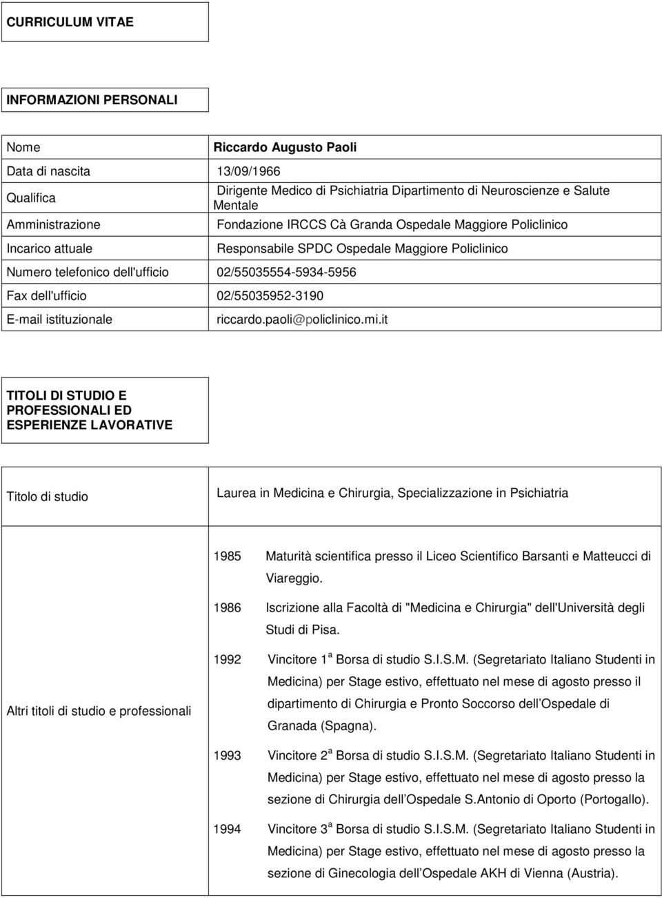 SPDC Ospedale Maggiore Policlinico riccardo.paoli@policlinico.mi.