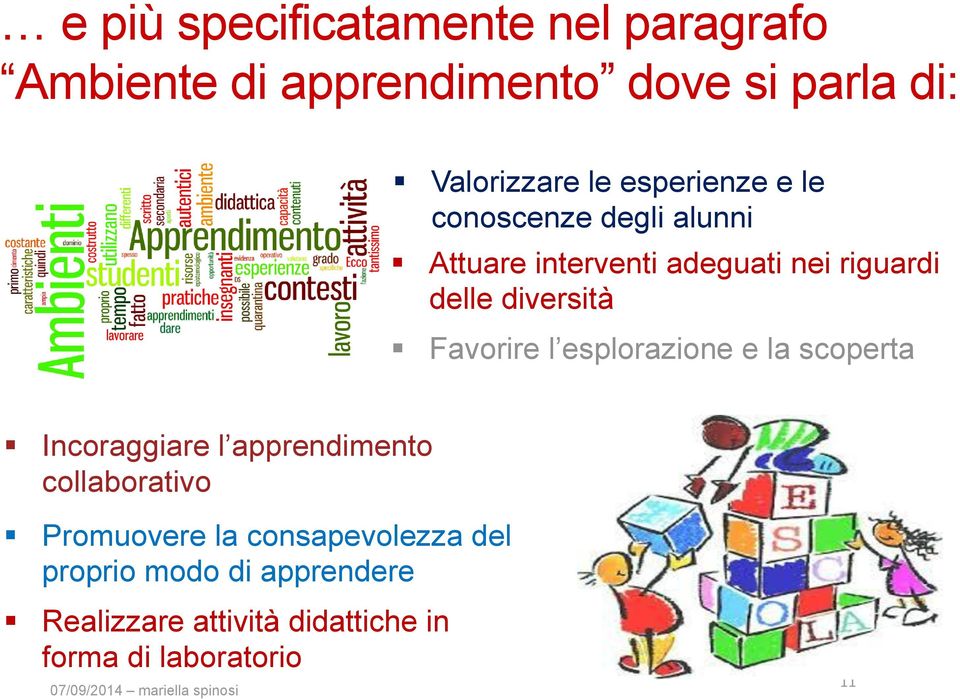 Favorire l esplorazione e la scoperta Incoraggiare l apprendimento collaborativo Promuovere la