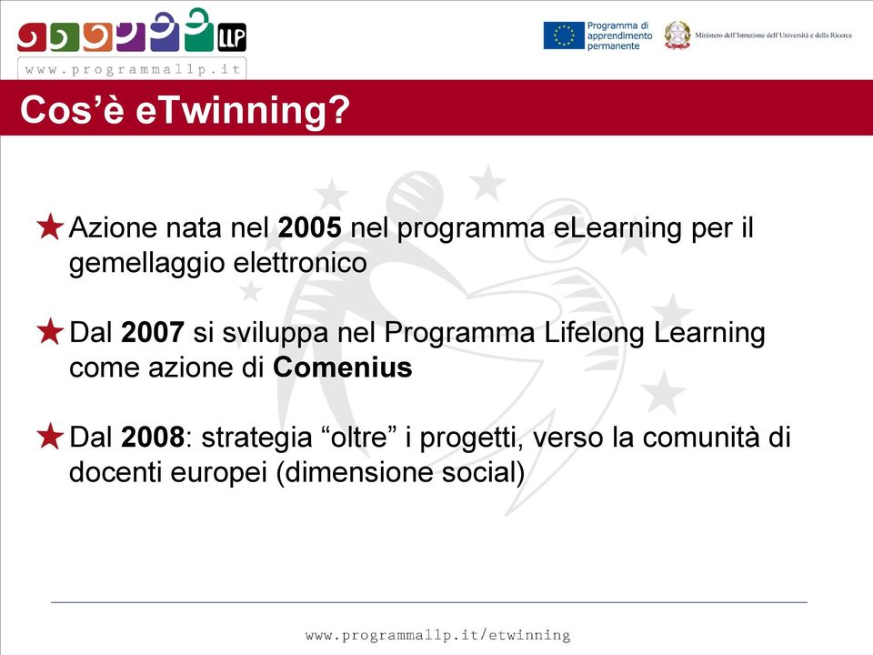 elettronico Dal 2007 si sviluppa nel Programma Lifelong Learning