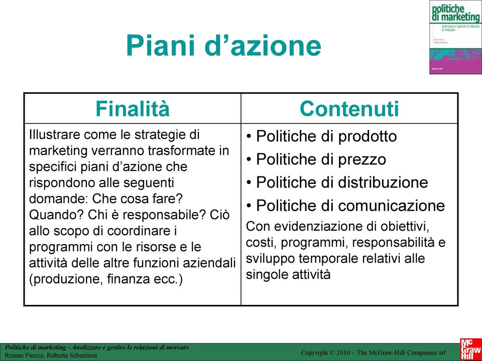 Ciò allo scopo di coordinare i programmi con le risorse e le attività delle altre funzioni aziendali (produzione, finanza ecc.