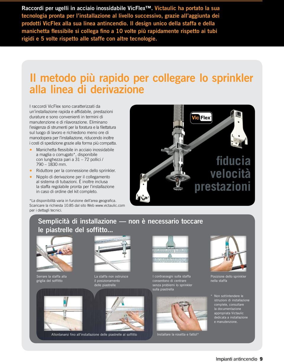 Il design unico della staffa e della manichetta flessibile si collega fino a 10 volte più rapidamente rispetto ai tubi rigidi e 5 volte rispetto alle staffe con altre tecnologie.