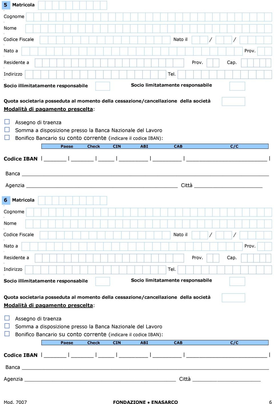 6 Matricola Residente 