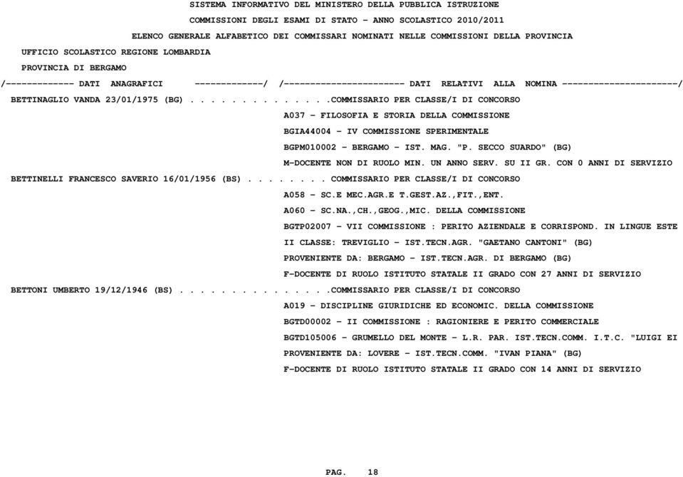 E MEC.AGR.E T.GEST.AZ.,FIT.,ENT. A060 - SC.NA.,CH.,GEOG.,MIC. DELLA COMMISSIONE BGTP02007 - VII COMMISSIONE : PERITO AZIENDALE E CORRISPOND. IN LINGUE ESTE II CLASSE: TREVIGLIO - IST.TECN.AGR. "GAETANO CANTONI" (BG) PROVENIENTE DA: BERGAMO - IST.