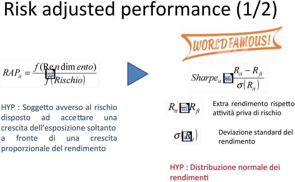 a fronte di una crescita proporzionale del rendimento Rit R ft ( ) R it σ Extra rendimento rispetto