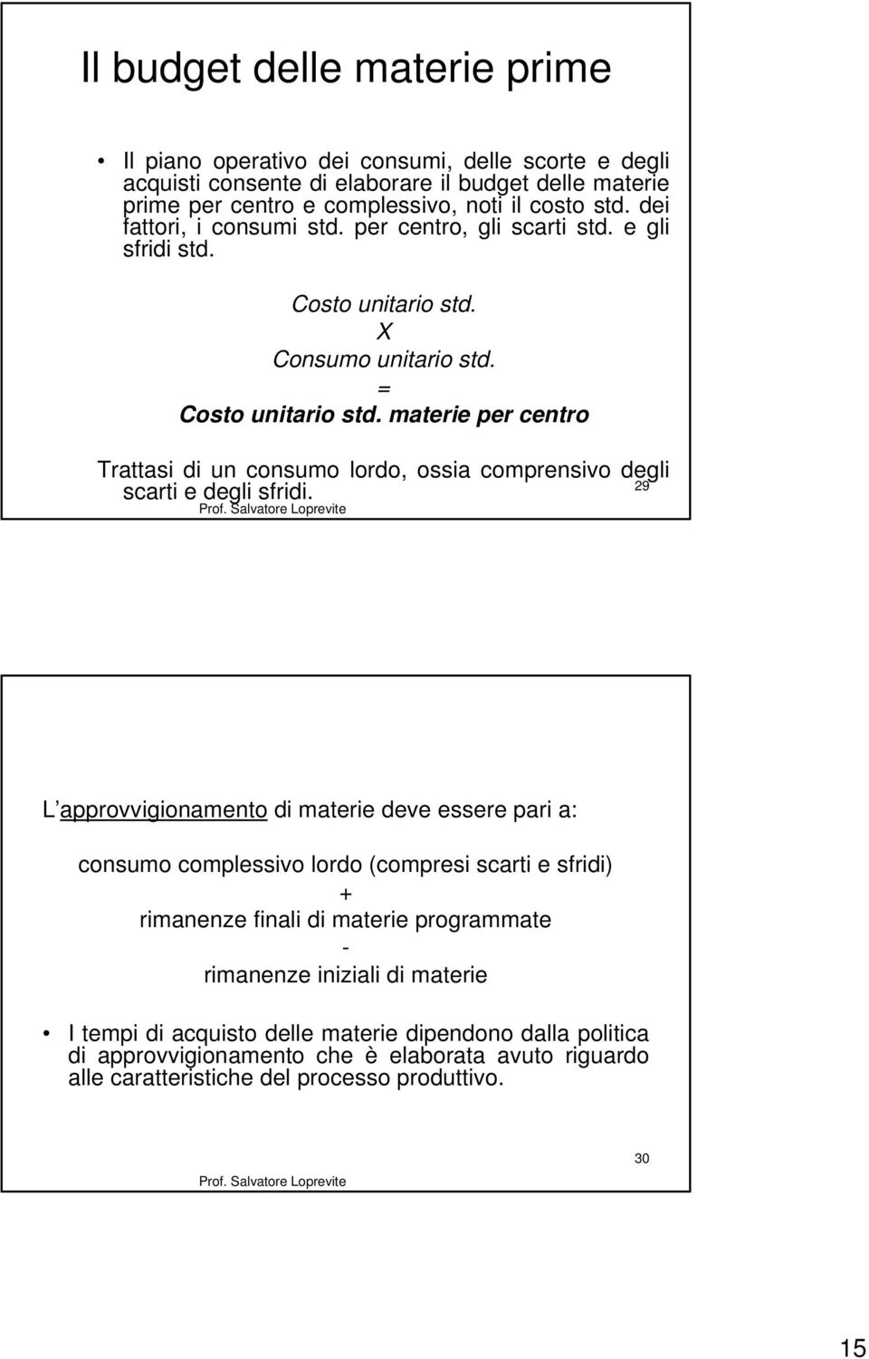 materie per centro Trattasi di un consumo lordo, ossia comprensivo degli 29 scarti e degli sfridi.