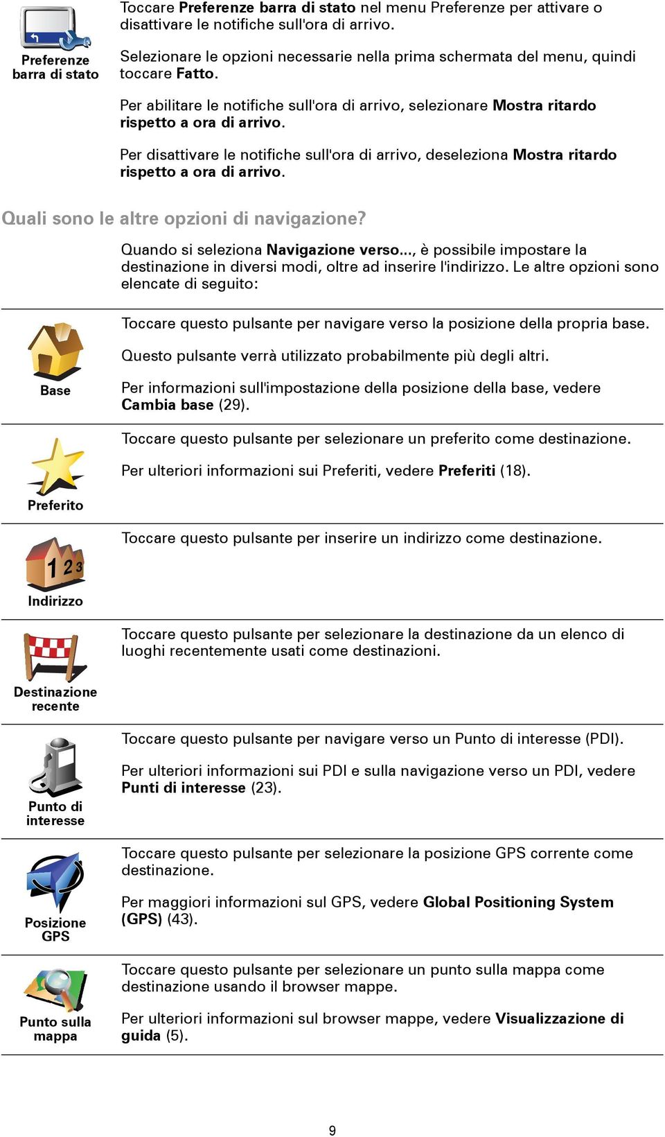 Per abilitare le notifiche sull'ora di arrivo, selezionare Mostra ritardo rispetto a ora di arrivo.