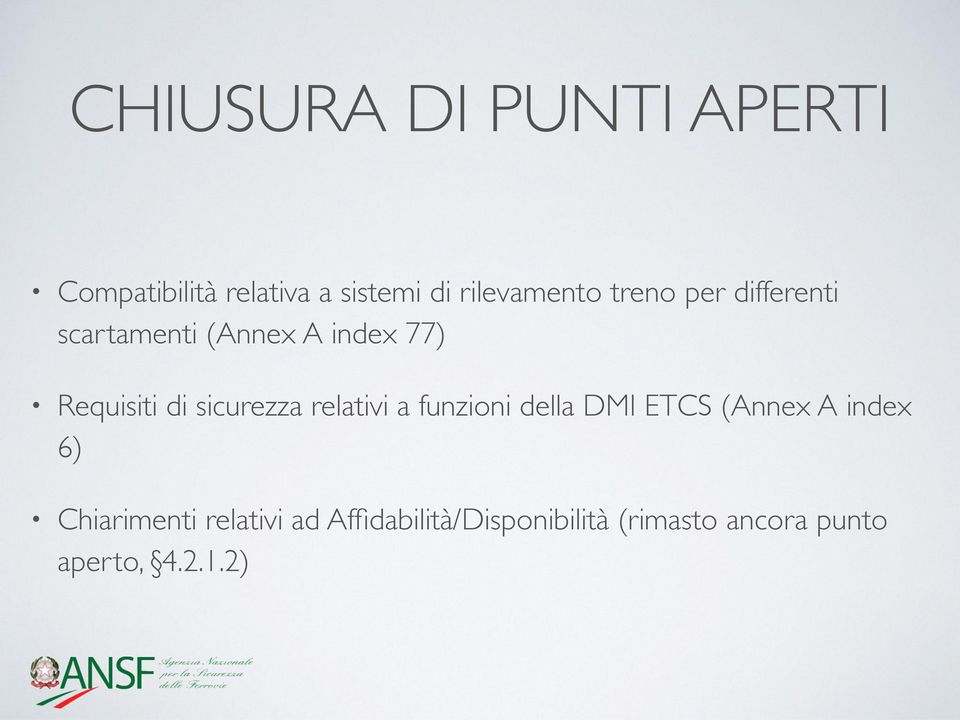 sicurezza relativi a funzioni della DMI ETCS (Annex A index 6)