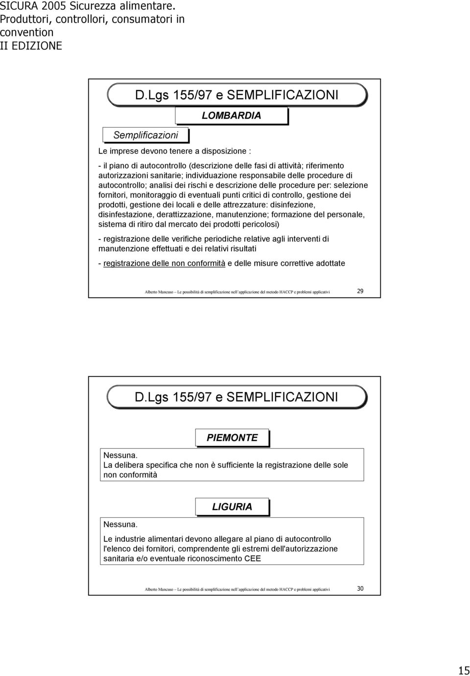 controllo, gestione dei prodotti, gestione dei locali e delle attrezzature: disinfezione, disinfestazione, derattizzazione, manutenzione; formazione del personale, sistema di ritiro dal mercato dei