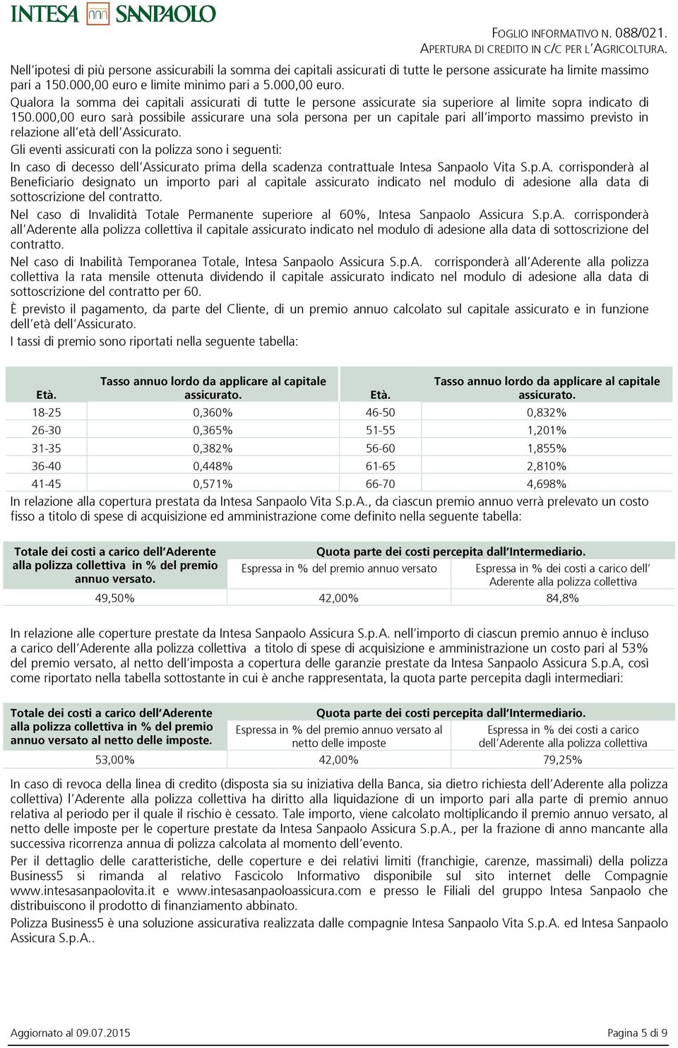 000,00 euro sarà possibile assicurare una sola persona per un capitale pari all importo massimo previsto in relazione all età dell Assicurato.