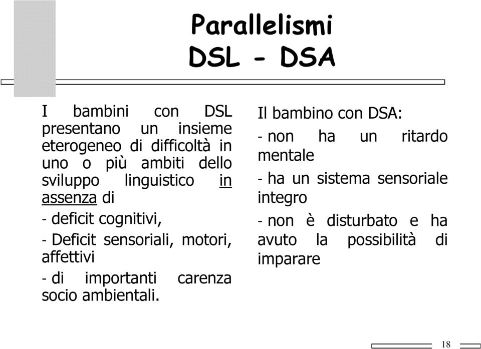 motori, affettivi - di importanti carenza socio ambientali.