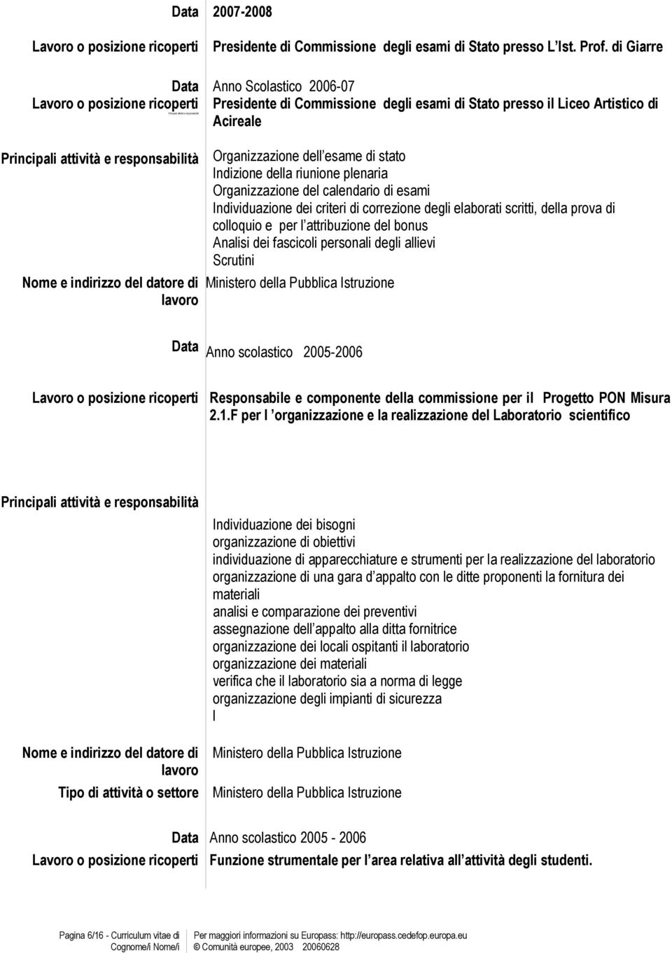 Organizzazione del calendario di esami Individuazione dei criteri di correzione degli elaborati scritti, della prova di colloquio e per l attribuzione del bonus Analisi dei fascicoli personali degli