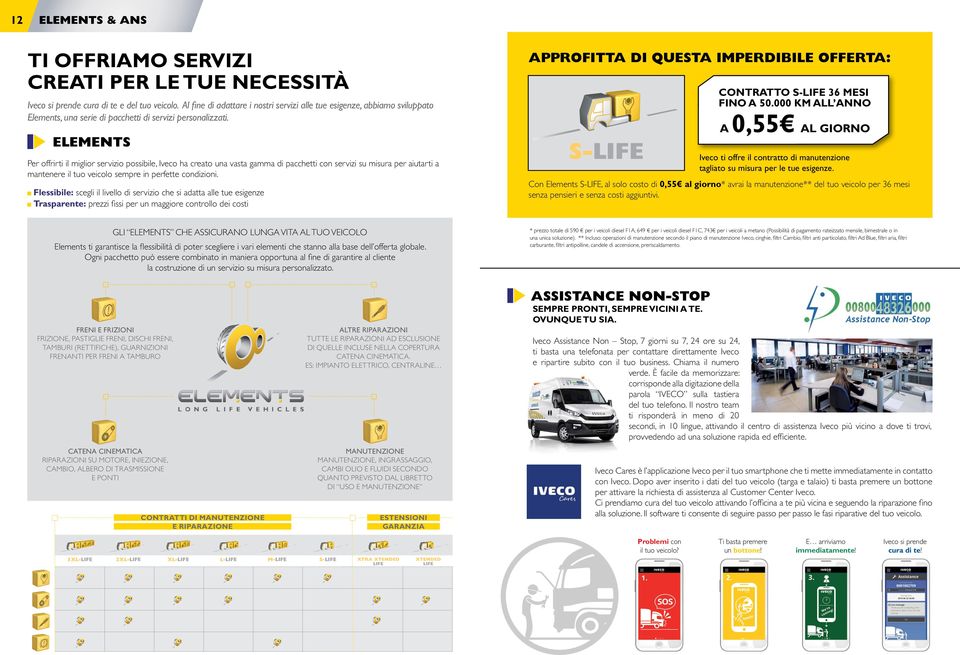 ELEMENTS Per offrirti il miglior servizio possibile, Iveco ha creato una vasta gamma di pacchetti con servizi su misura per aiutarti a mantenere il tuo veicolo sempre in perfette condizioni.