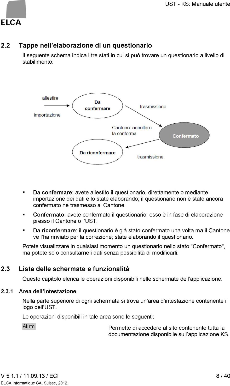 Confermato: avete confermato il questionario; esso è in fase di elaborazione presso il Cantone o l UST.