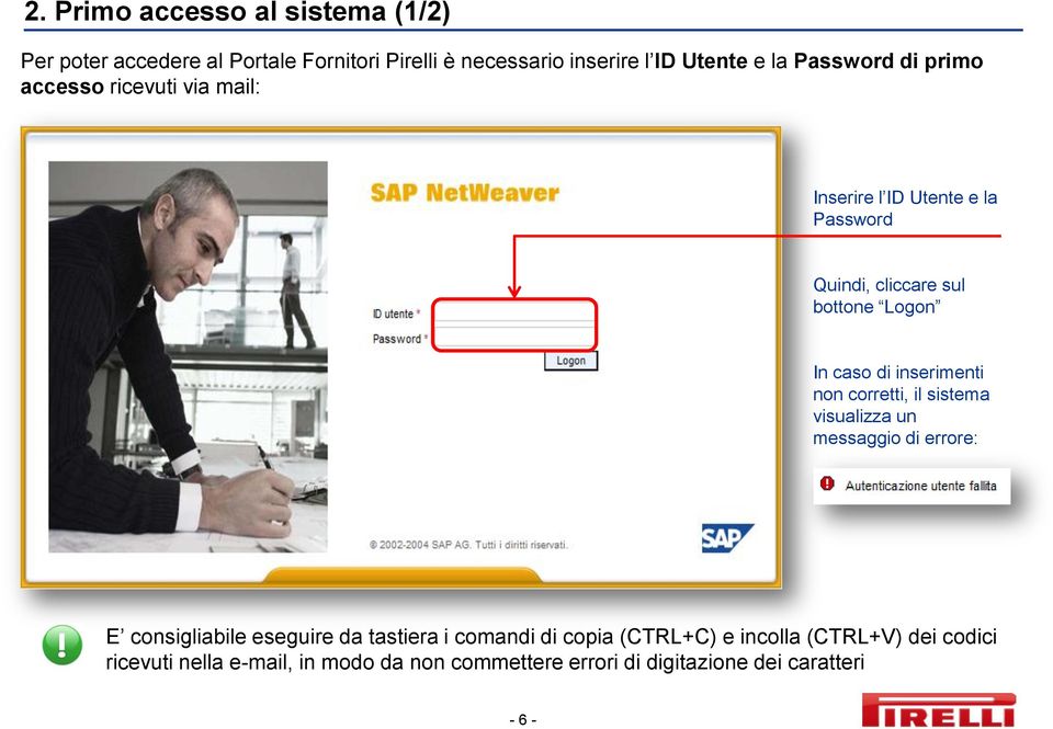 inserimenti non corretti, il sistema visualizza un messaggio di errore: E consigliabile eseguire da tastiera i comandi di