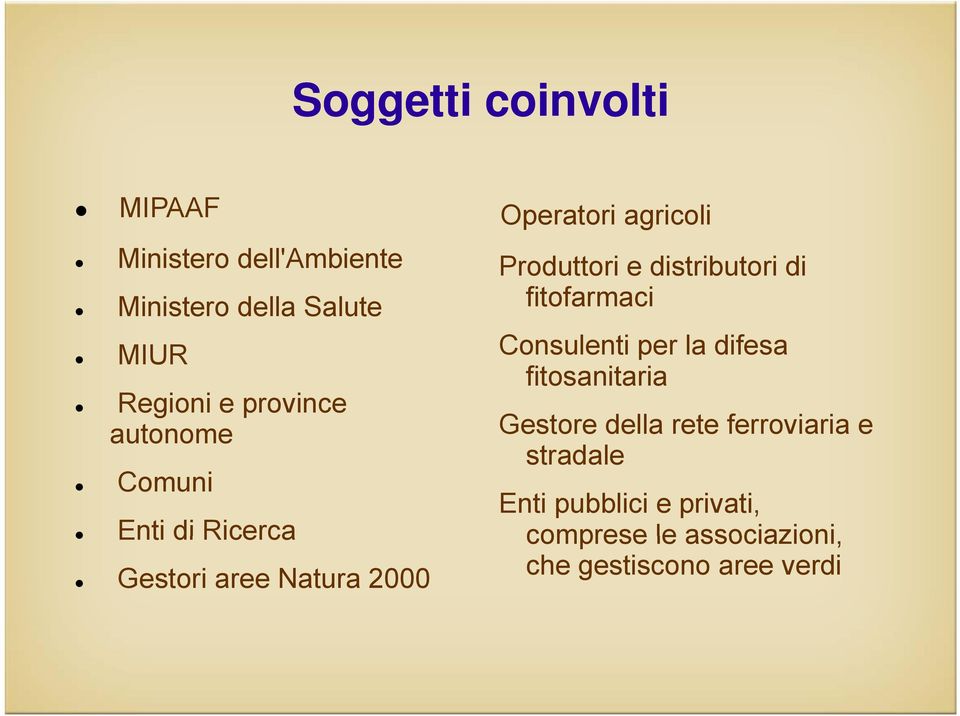 Produttori e distributori di fitofarmaci Consulenti per la difesa fitosanitaria Gestore