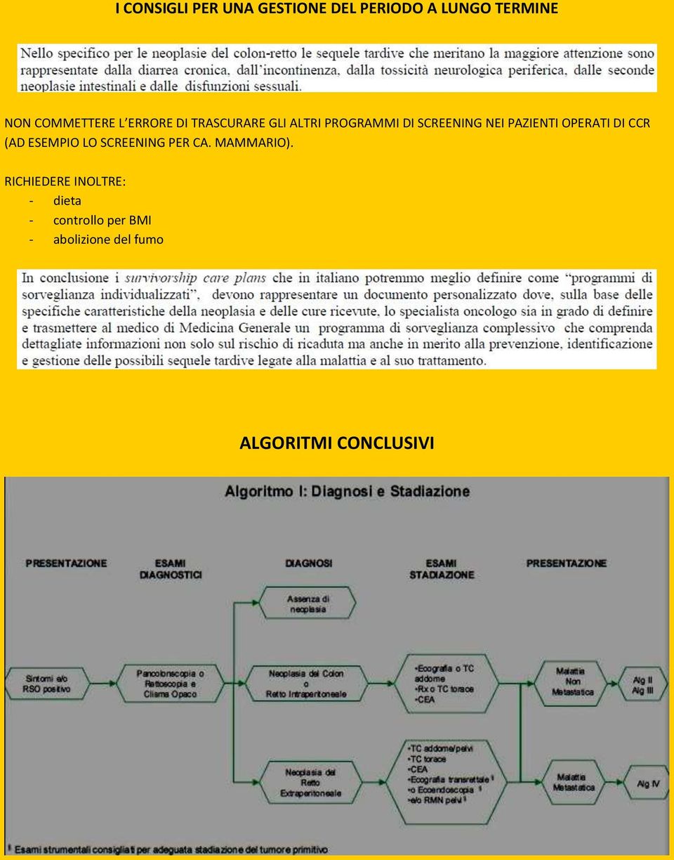 OPERATI DI CCR (AD ESEMPIO LO SCREENING PER CA. MAMMARIO).