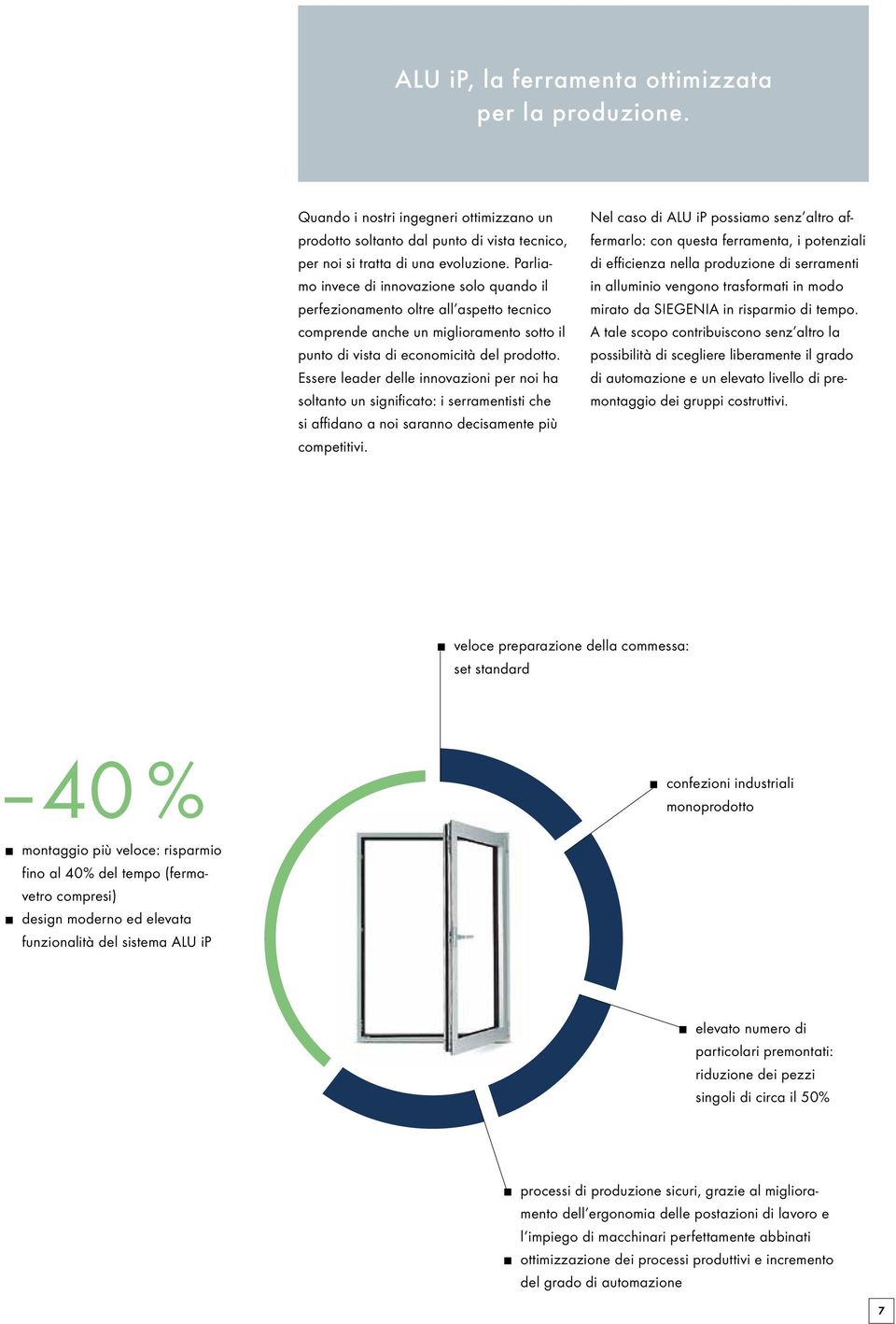 Essere leader delle innovazioni per noi ha soltanto un significato: i serramentisti che si affidano a noi saranno decisamente più competitivi.