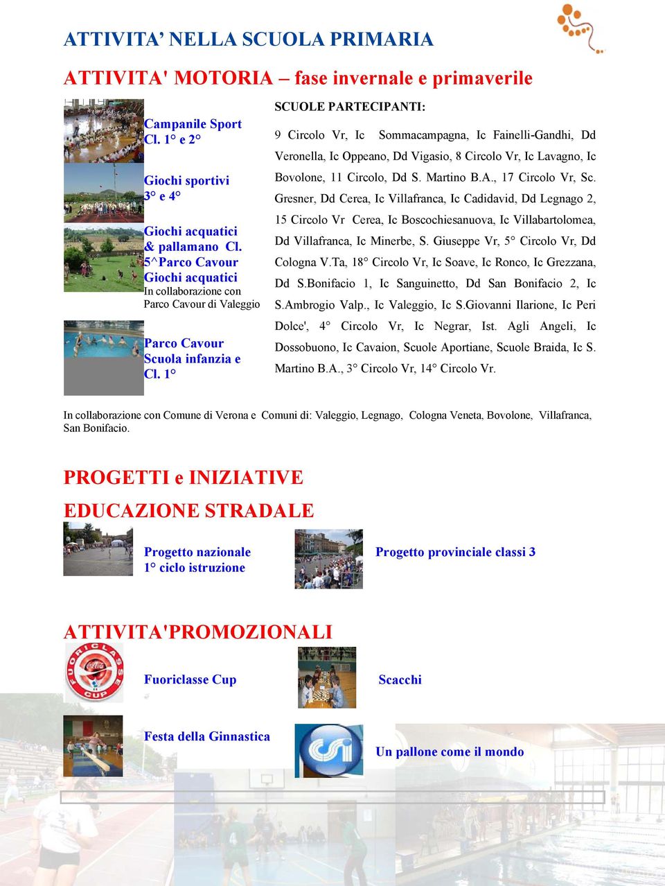 1 SCUOLE PARTECIPANTI: 9 Circolo Vr, Ic Sommacampagna, Ic Fainelli-Gandhi, Dd Veronella, Ic Oppeano, Dd Vigasio, 8 Circolo Vr, Ic Lavagno, Ic Bovolone, 11 Circolo, Dd S. Martino B.A., 17 Circolo Vr, Sc.