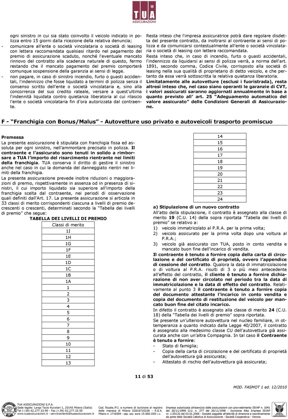 mancato pagamento del premio comporterà comunque sospensione della garanzia ai sensi di legge.