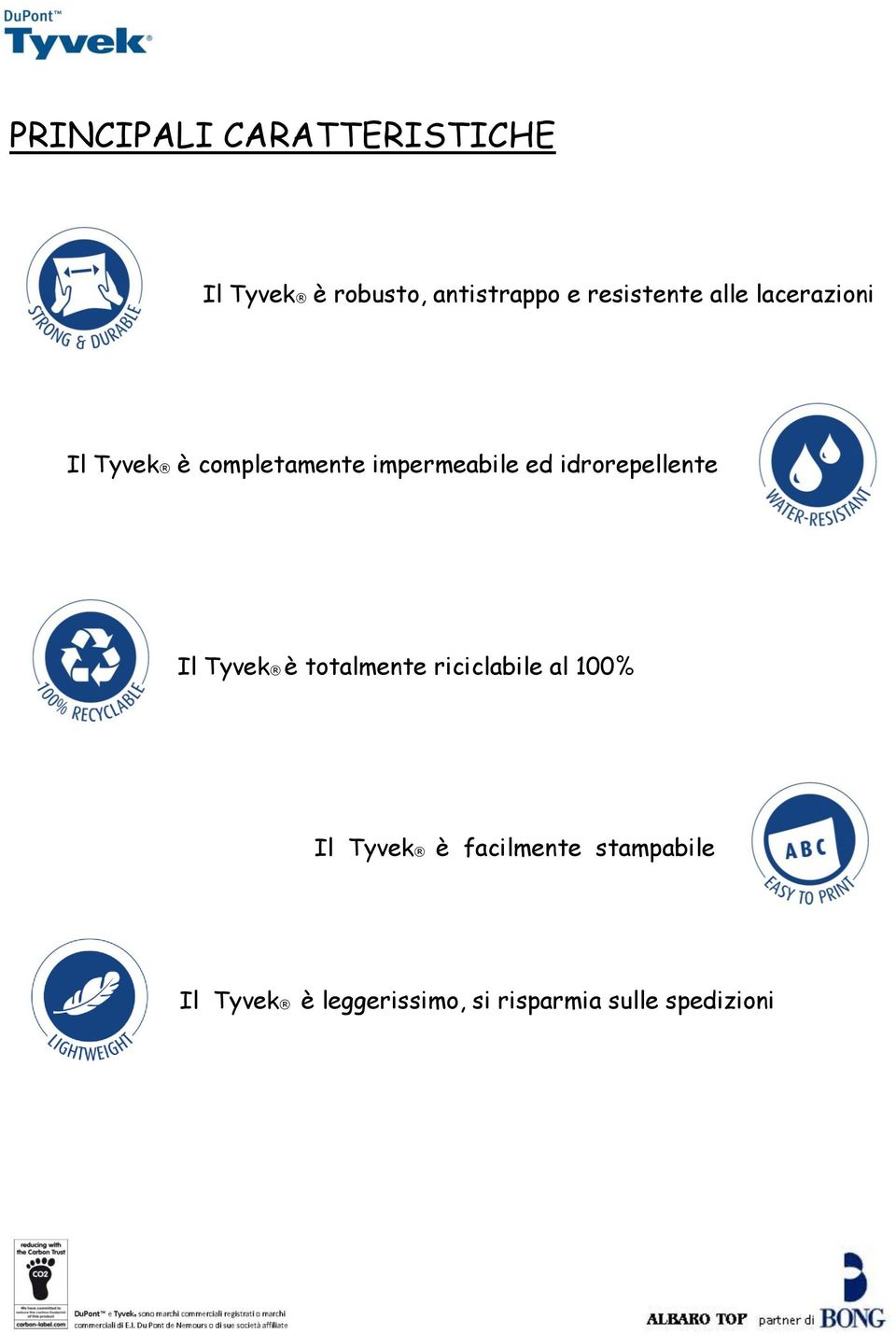 idrorepellente Il Tyvek è totalmente riciclabile al 100% Il Tyvek è