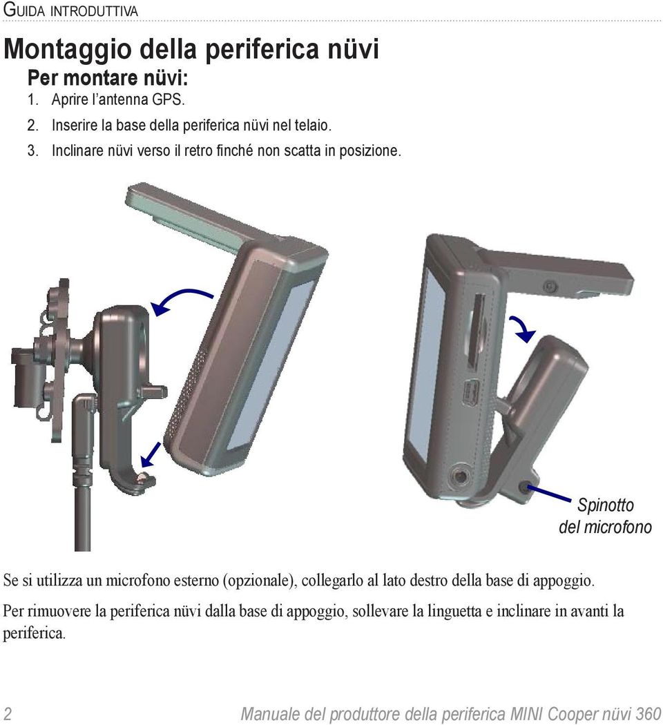 Spinotto del microfono Se si utilizza un microfono esterno (opzionale), collegarlo al lato destro della base di appoggio.