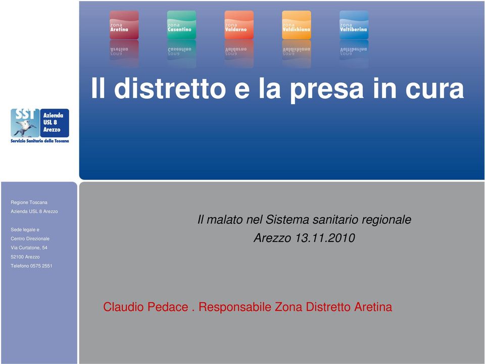 Arezzo Telefono 0575 2551 Il malato nel Sistema sanitario