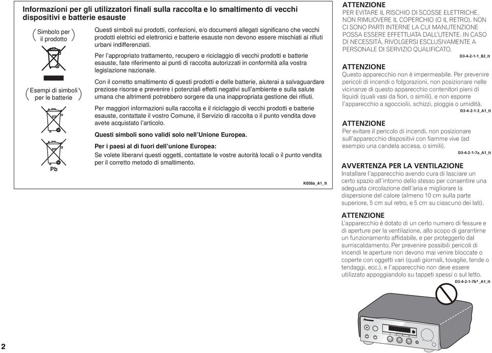 Per l appropriato trattamento, recupero e riciclaggio di vecchi prodotti e batterie esauste, fate riferimento ai punti di raccolta autorizzati in conformità alla vostra legislazione nazionale.