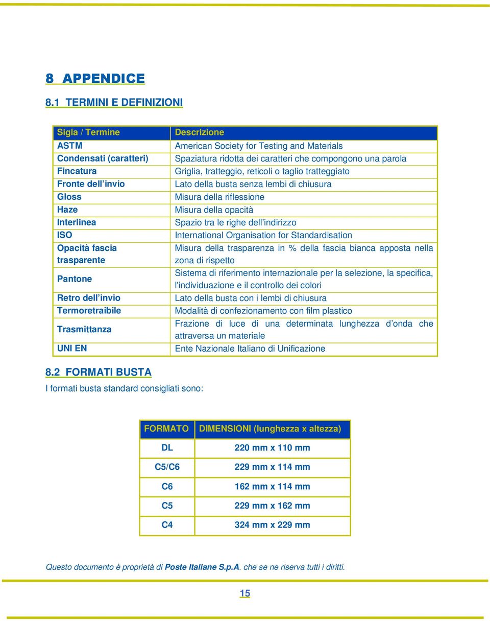 Trasmittanza UNI EN Descrizione American Society for Testing and Materials Spaziatura ridotta dei caratteri che compongono una parola Griglia, tratteggio, reticoli o taglio tratteggiato Lato della