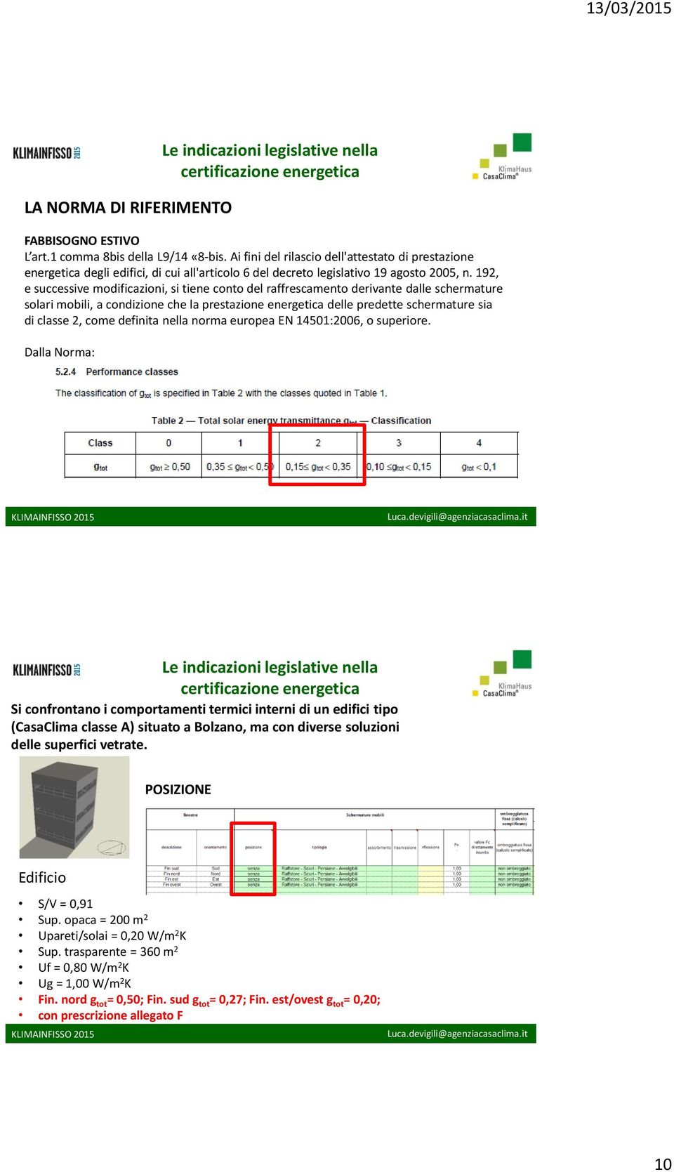 192, e successive modificazioni, si tiene conto del raffrescamento derivante dalle schermature solari mobili, a condizione che la prestazione energetica delle predette schermature sia di classe 2,