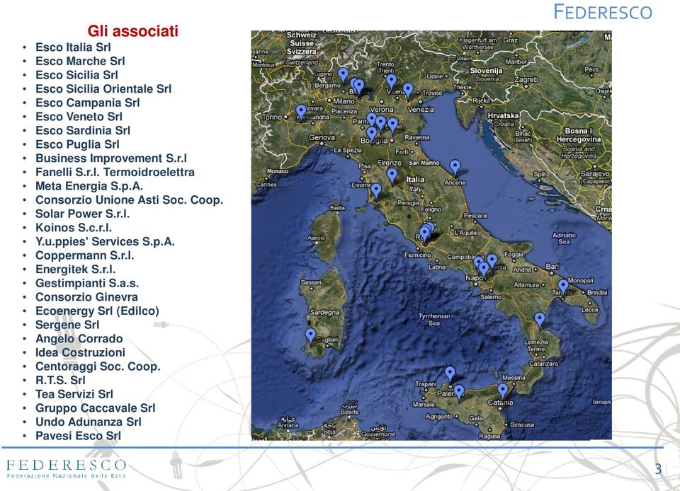 c.r.l. Y.u.ppies' Services S.p.A. Coppermann S.r.l. Energitek S.r.l. Gestimpianti S.a.s. Consorzio Ginevra Ecoenergy Srl (Edilco) Sergene Srl Angelo Corrado Idea Costruzioni Centoraggi Soc.