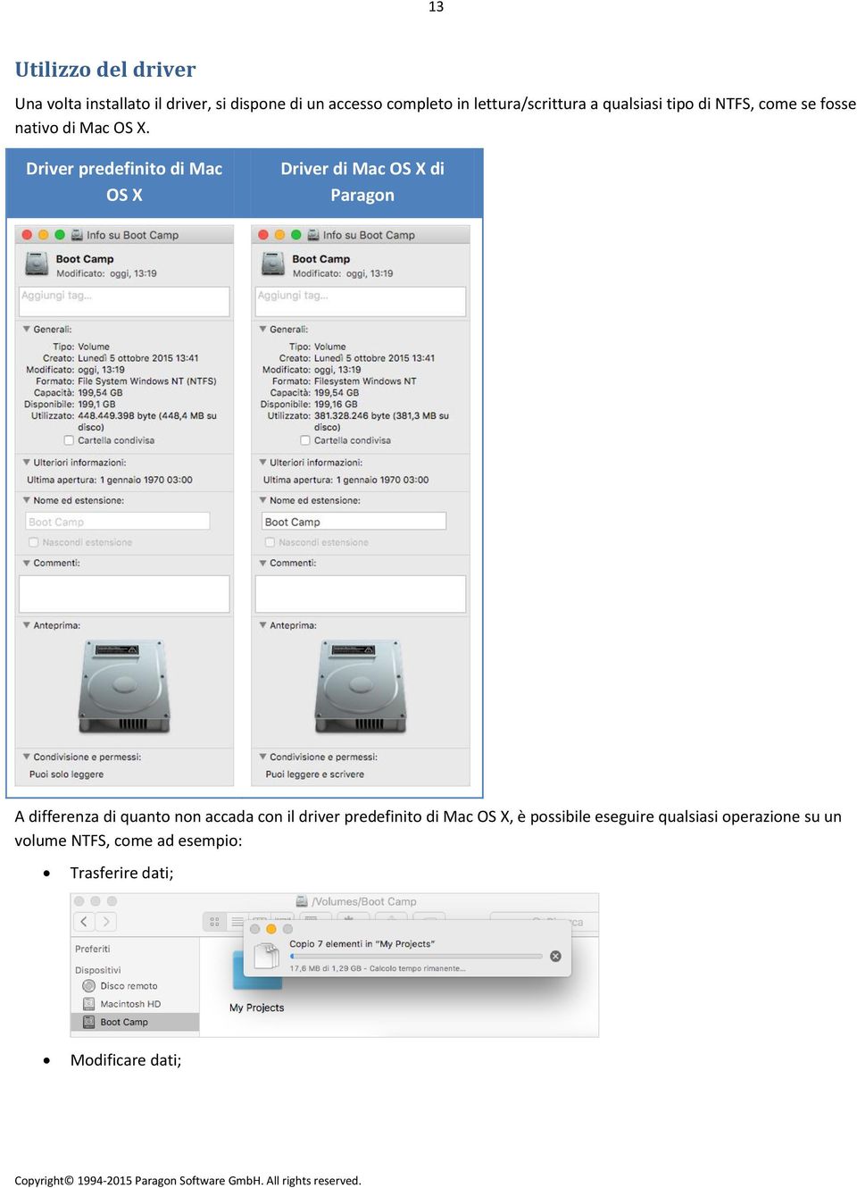 Driver predefinito di Mac OS X Driver di Mac OS X di Paragon A differenza di quanto non accada con il